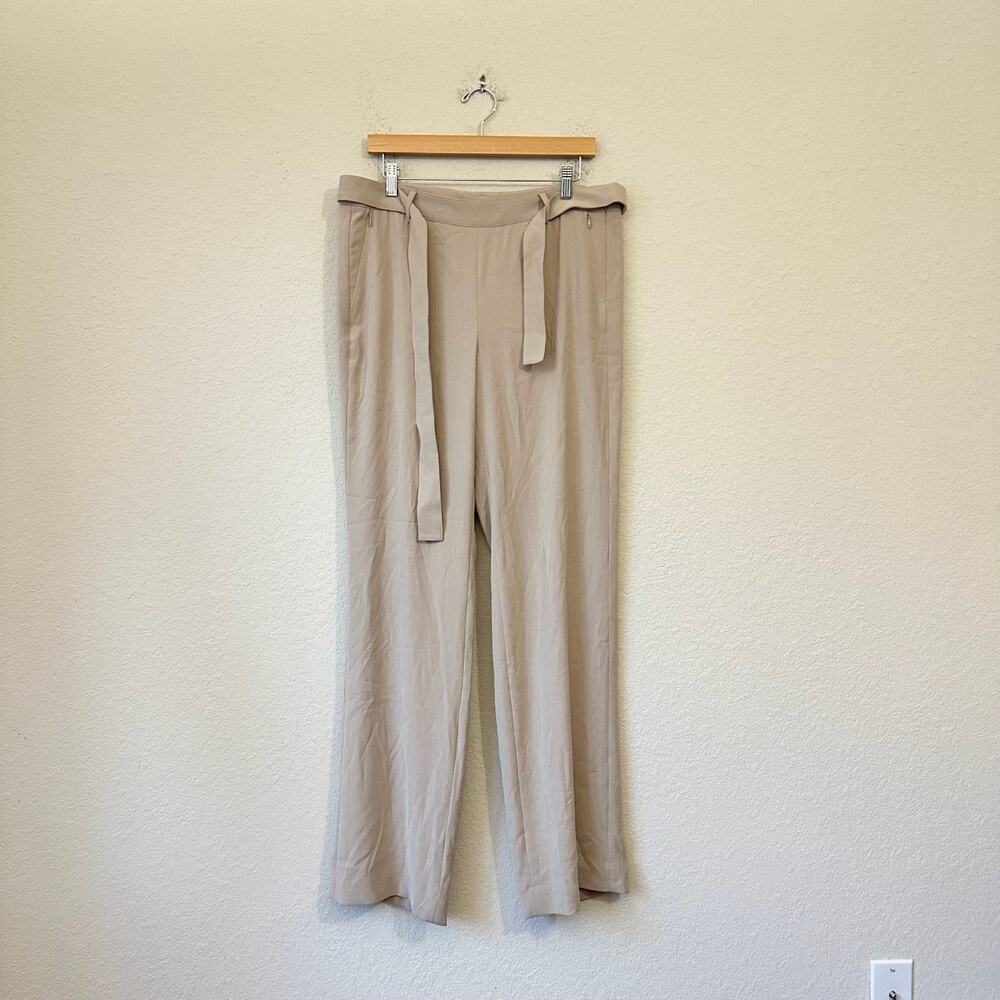 WORTH NEW YORK Cole Pants Beige Tie Waist Straight Leg Office NWT